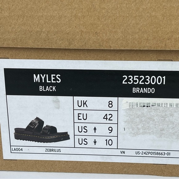 NWT Doc Martens Myles Brando Leather Slide Sandals in black buckles platforms - Picture 3 of 15